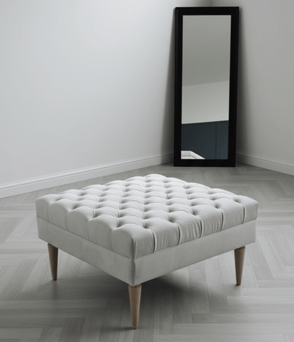 Creamy white Coffee Table Bench, Chesterfield Footstool seat - ISTOOLS