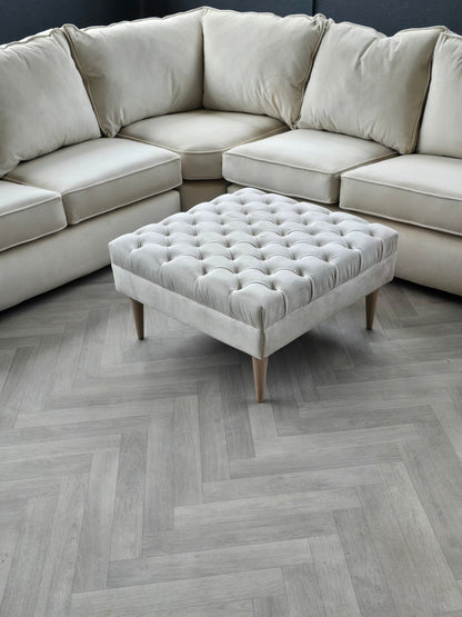 Creamy white Coffee Table Bench, Chesterfield Footstool seat - ISTOOLS