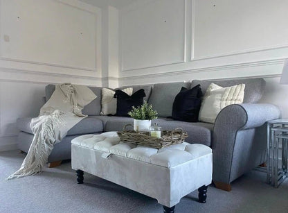 Creamy White Coffee Table With Storage | Ottoman Storage | Bench Seat - ISTOOLS