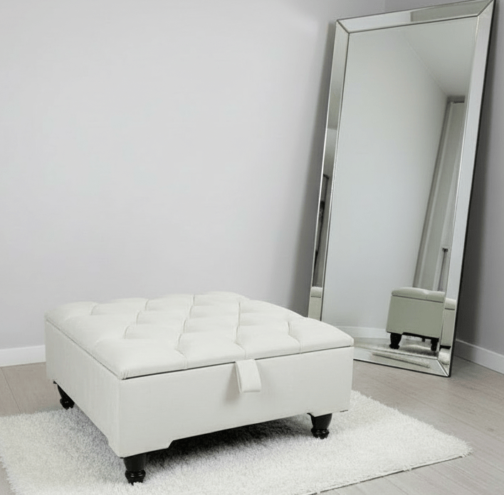 buttoned chesterfield ottoman coffee table with hidden storage  - ISTOOLS