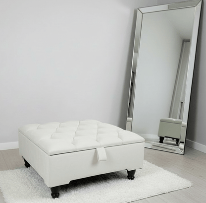 buttoned chesterfield ottoman coffee table with hidden storage  - ISTOOLS