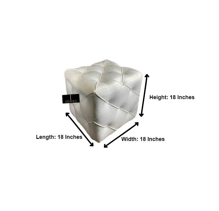 Creamy White square cube deep buttoned coffee table - ISTOOLS