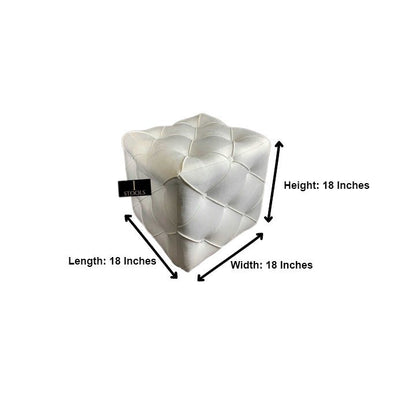 Creamy White square cube deep buttoned coffee table - ISTOOLS