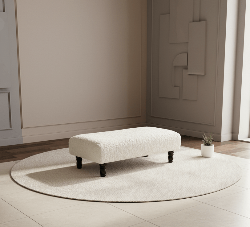 Compact Off-White Footstool for Small UK Living Rooms - ISTOOLS
