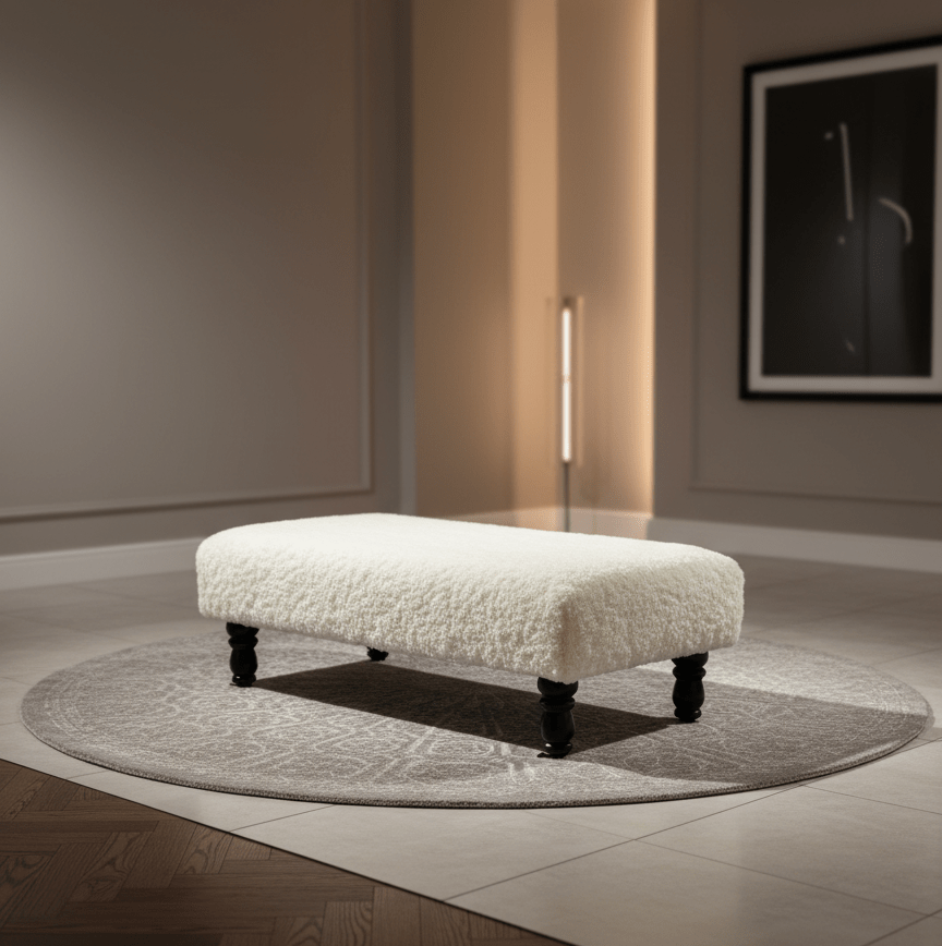 Stylish Velvet Footstool with Wooden Legs for Home Decor - ISTOOLS
