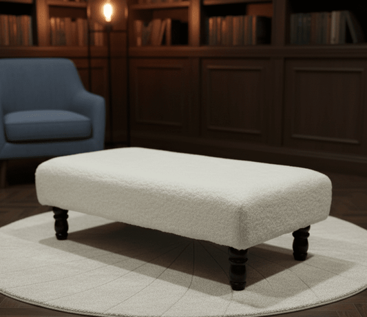 cuddle fabric off white footstool - ISTOOLS