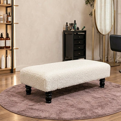 Cuddle Fabric Off-White Footstool – Comfortable, Stylish, and Multi-Purpose - ISTOOLS