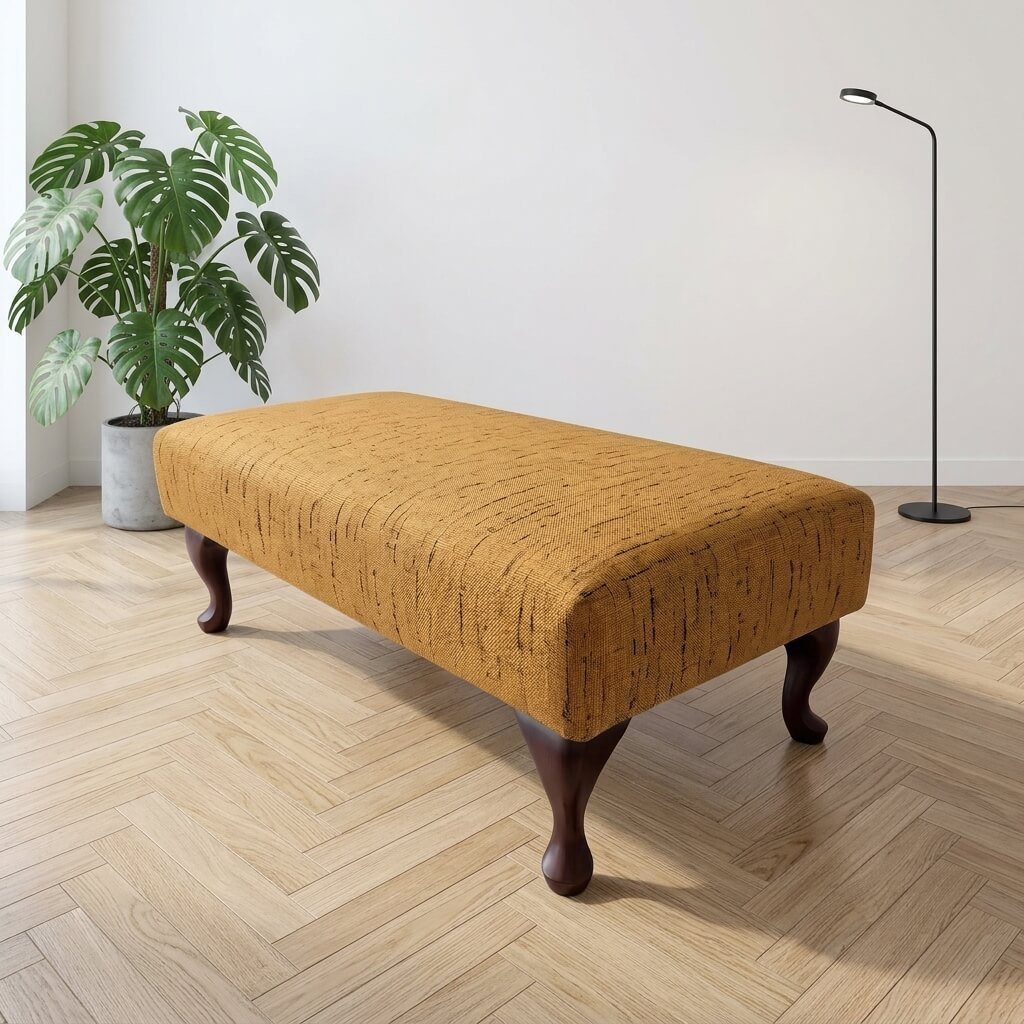 CUSTOM HANDCRAFTED FOOTSTOOL BENCH BESPOKE UPHOLSTERED OTTOMAN PREMIUM NON STORAGE SEATING PLAIN FABRIC LIVING ROOM POUFFE - ISTOOLS