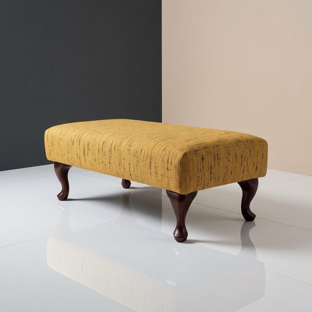 CUSTOM HANDCRAFTED FOOTSTOOL BENCH BESPOKE UPHOLSTERED OTTOMAN PREMIUM NON STORAGE SEATING PLAIN FABRIC LIVING ROOM POUFFE - ISTOOLS