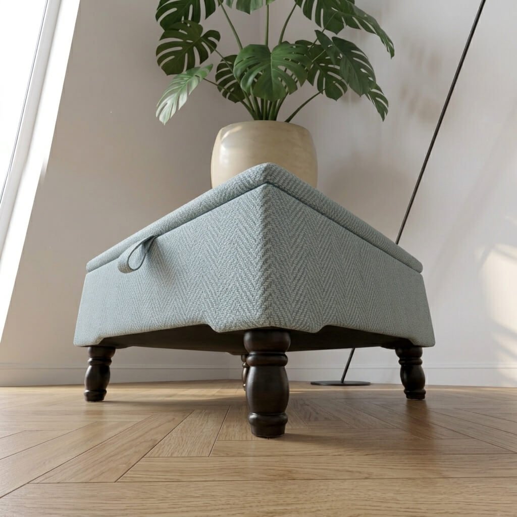 CUSTOM MADE UPHOLSTERED FOOTSTOOL WITH HIDDEN STORAGE - ISTOOLS