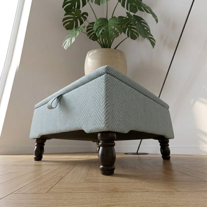 CUSTOM MADE UPHOLSTERED FOOTSTOOL WITH HIDDEN STORAGE - ISTOOLS