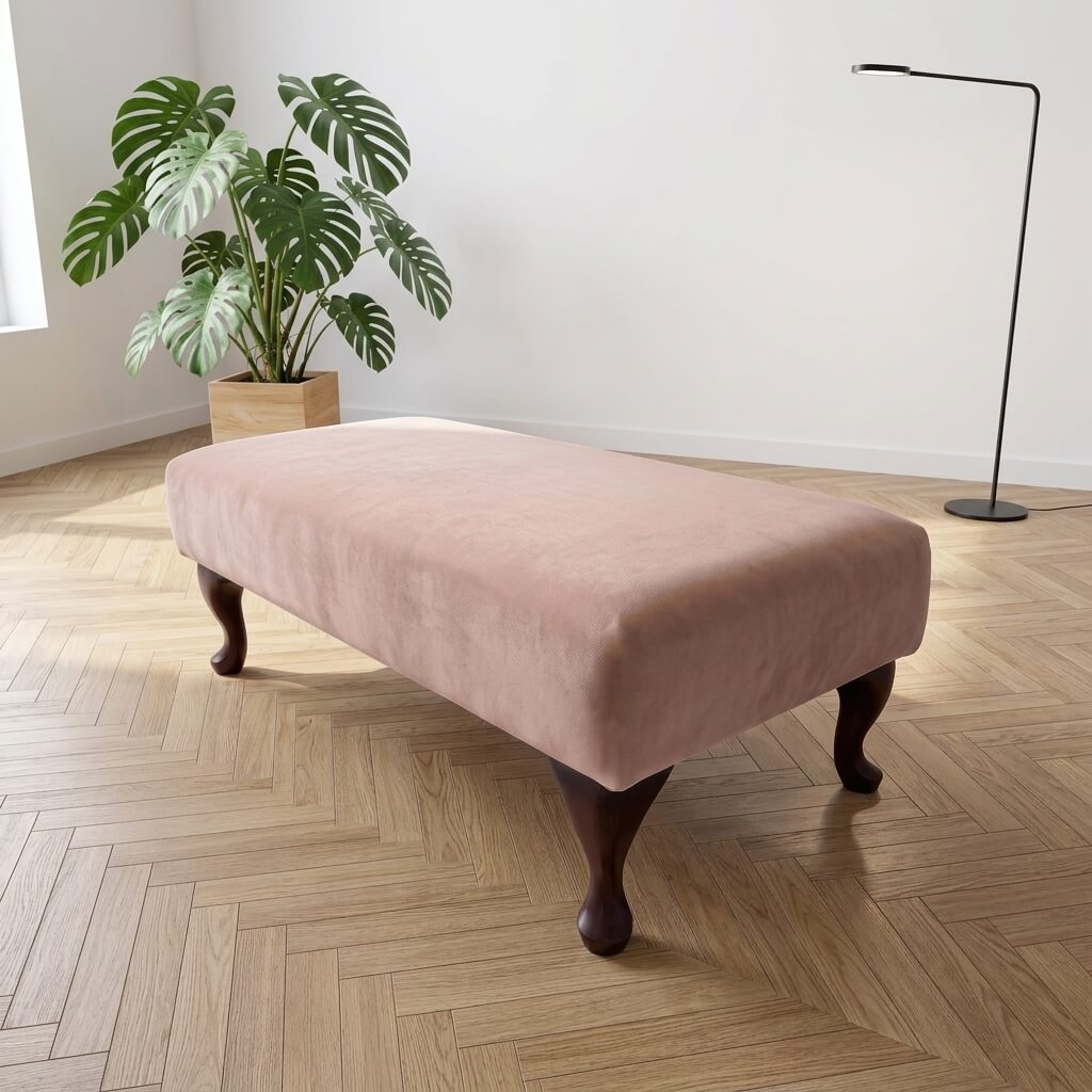 CUSTOM PLAIN FABRIC OTTOMAN BENCH BESPOKE NON STORAGE FOOTSTOOL PREMIUM UPHOLSTERED LOUNGE SEATING HANDCRAFTED COFFEE TABLE - ISTOOLS