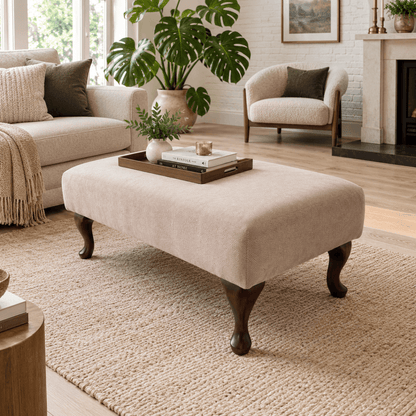 CUSTOM PLAIN FABRIC OTTOMAN BENCH BESPOKE NON STORAGE FOOTSTOOL PREMIUM UPHOLSTERED LOUNGE SEATING HANDCRAFTED COFFEE TABLE - ISTOOLS