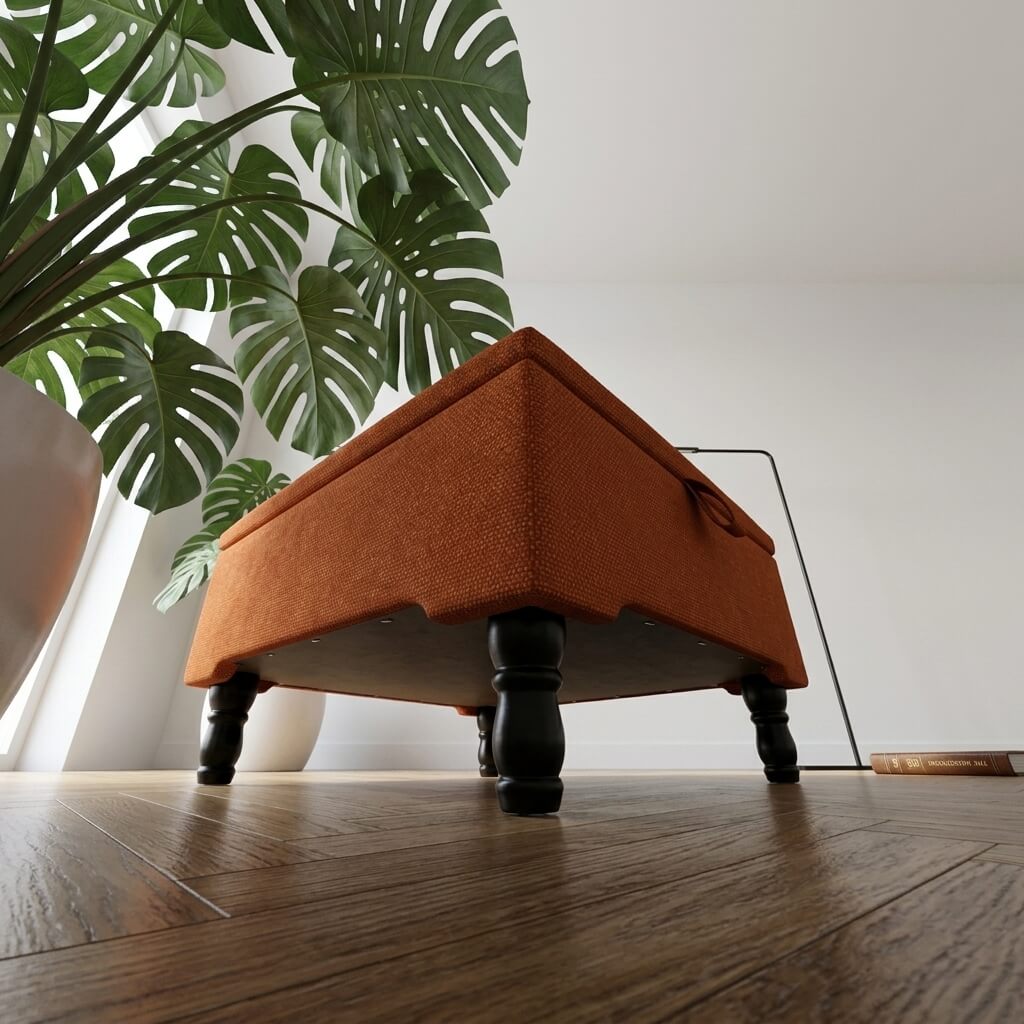 CUSTOM PLAIN FINISH STORAGE OTTOMAN SQUARE FOOTREST - ISTOOLS