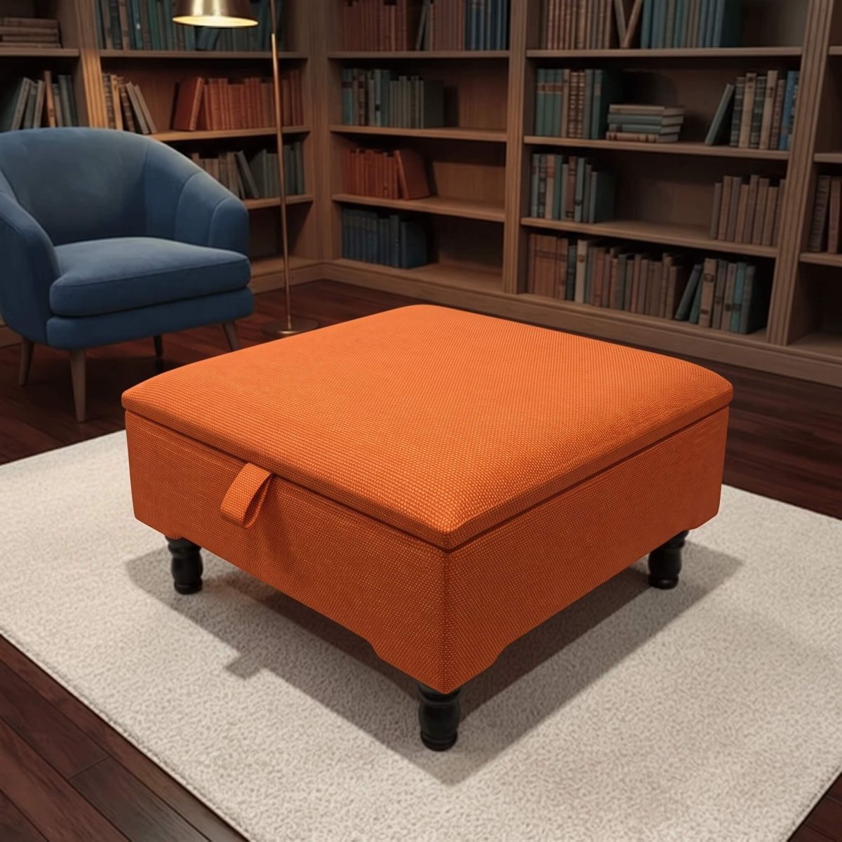 CUSTOM PLAIN FINISH STORAGE OTTOMAN SQUARE FOOTREST - ISTOOLS
