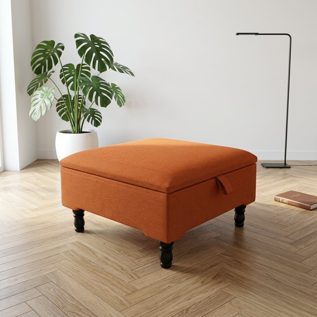CUSTOM PLAIN FINISH STORAGE OTTOMAN SQUARE FOOTREST - ISTOOLS