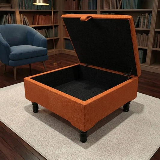 CUSTOM PLAIN FINISH STORAGE OTTOMAN SQUARE FOOTREST - ISTOOLS
