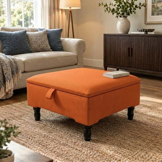 CUSTOM PLAIN FINISH STORAGE OTTOMAN SQUARE FOOTREST - ISTOOLS
