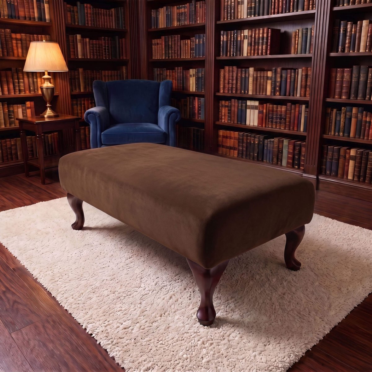 CUSTOM UPHOLSTERED FOOTREST POUFFE BESPOKE NON STORAGE OTTOMAN BENCH PREMIUM HANDCRAFTED LIVING ROOM FOOTSTOOL PLAIN FABRIC - ISTOOLS