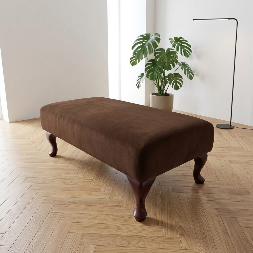 CUSTOM UPHOLSTERED FOOTREST POUFFE BESPOKE NON STORAGE OTTOMAN BENCH PREMIUM HANDCRAFTED LIVING ROOM FOOTSTOOL PLAIN FABRIC - ISTOOLS
