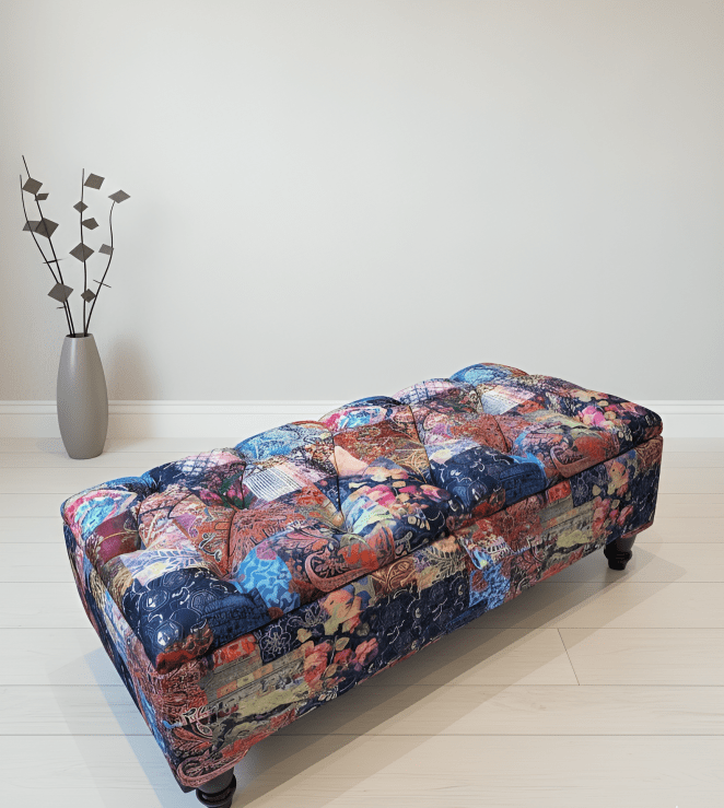 Damask Multicolour Storage Ottoman Bench - ISTOOLS