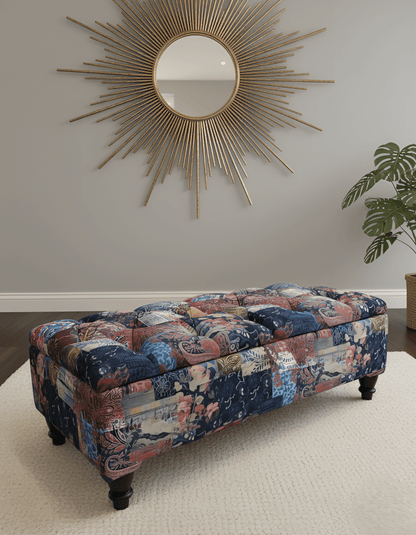 Stylish damask storage ottoman bench with comfortable seating - ISTOOLS
