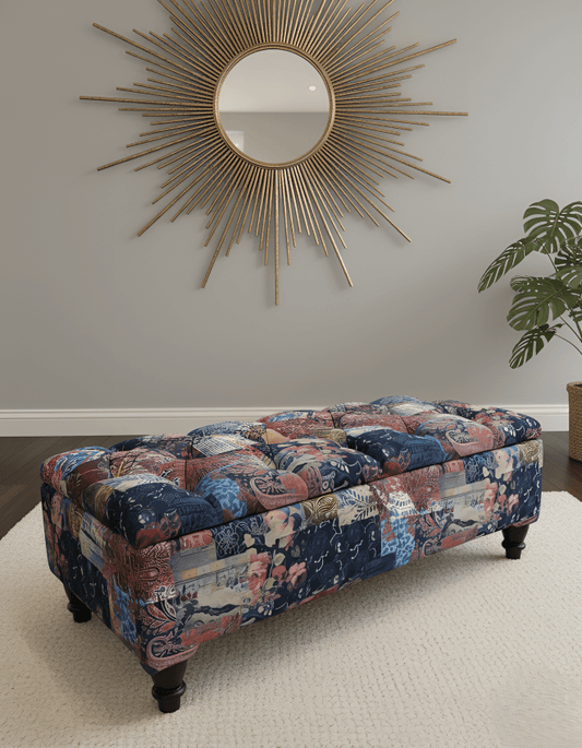 Damask Multicolour Storage Ottoman Bench - ISTOOLS