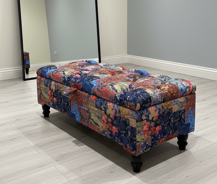 Damask Multicolour Storage Ottoman Bench - ISTOOLS