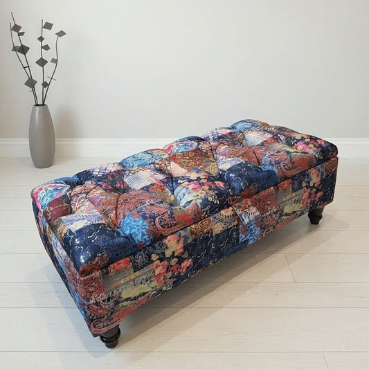 Damask Multicolour Storage Ottoman Bench with Hidden Storage & Stylish Seating - ISTOOLS