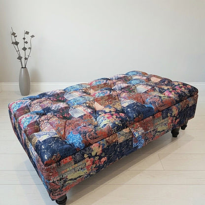 Damask Multicolour Storage Ottoman Bench with Hidden Storage & Stylish Seating - ISTOOLS