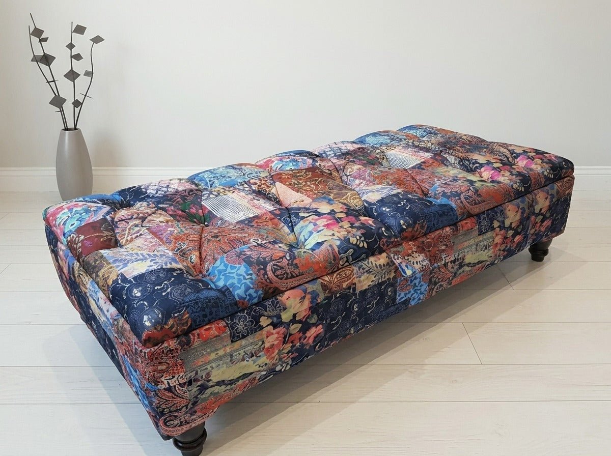 Damask Multicolour Storage Ottoman Bench with Hidden Storage & Stylish Seating - ISTOOLS