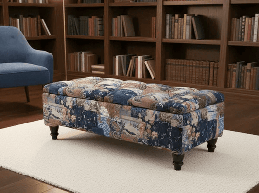 Damask Multicolour Storage Ottoman Bench with Hidden Storage & Stylish Seating - ISTOOLS