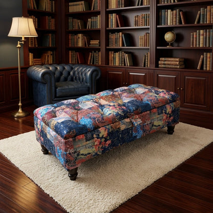 Damask Multicolour Storage Ottoman Bench with Hidden Storage & Stylish Seating - ISTOOLS