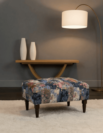 Damask Upholstered Footstool Ottoman Bench – Handmade Stylish Seating & Storage - ISTOOLS