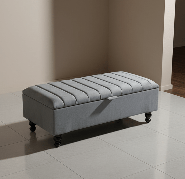 Dark Grey Coffee Table Storage Bench | Dark Grey Ottoman Bench | Dark Grey Pouffe Footstool - ISTOOLS