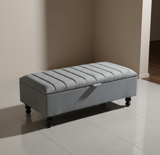 Multi-purpose velvet coffee table bench in dark grey for living room- ISTOOLS