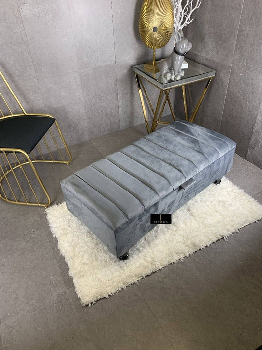 Dark Grey Coffee Table Storage Bench | Dark Grey Ottoman Bench | Dark Grey Pouffe Footstool - ISTOOLS