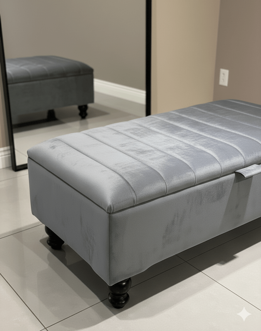 Dark Grey Coffee Table Storage Bench | Dark Grey Ottoman Bench | Dark Grey Pouffe Footstool - ISTOOLS