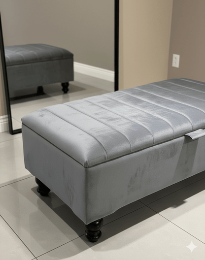 Dark Grey Coffee Table Storage Bench | Dark Grey Ottoman Bench | Dark Grey Pouffe Footstool - ISTOOLS