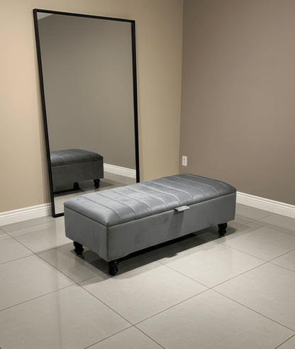 Dark Grey Coffee Table Storage Bench | Dark Grey Ottoman Bench | Dark Grey Pouffe Footstool - ISTOOLS