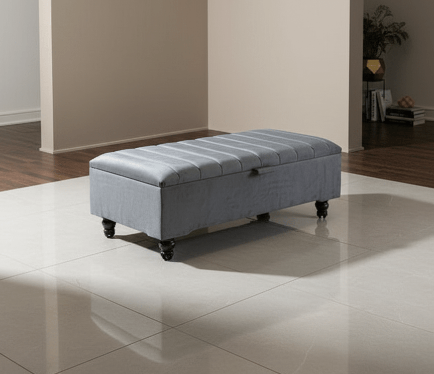 Dark Grey Coffee Table Storage Bench | Dark Grey Ottoman Bench | Dark Grey Pouffe Footstool - ISTOOLS