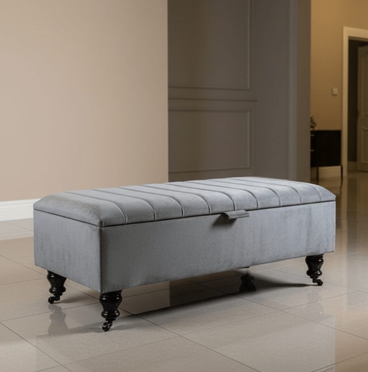 Dark Grey Coffee Table Storage Bench | Dark Grey Ottoman Bench | Dark Grey Pouffe Footstool - ISTOOLS