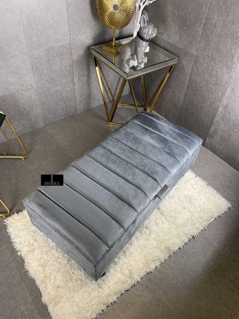 Dark Grey Coffee Table Storage Bench | Dark Grey Ottoman Bench | Dark Grey Pouffe Footstool - ISTOOLS