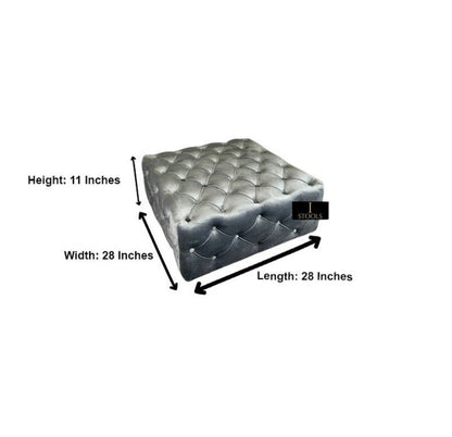 Dark Grey luxury Square Coffee Table , handmade Velvet Footstool & Coffee Table - ISTOOLS