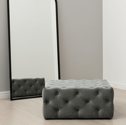 Dark Grey luxury Square Coffee Table , handmade Velvet Footstool & Coffee Table - ISTOOLS