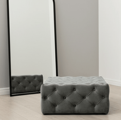 Dark Grey luxury Square Coffee Table , handmade Velvet Footstool & Coffee Table - ISTOOLS