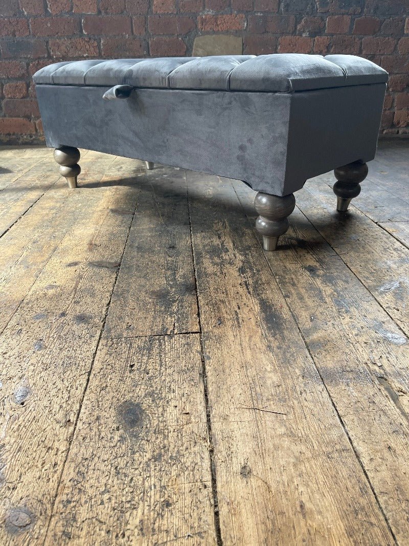 Dark Grey Ottoman Coffee Table Storage Bench | Dark Grey Pouffe - ISTOOLS