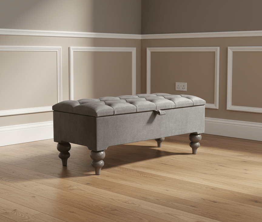 Dark Grey Ottoman Coffee Table Storage Bench | Dark Grey Pouffe - ISTOOLS