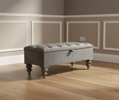 Dark Grey Ottoman Coffee Table Storage Bench | Dark Grey Pouffe - ISTOOLS