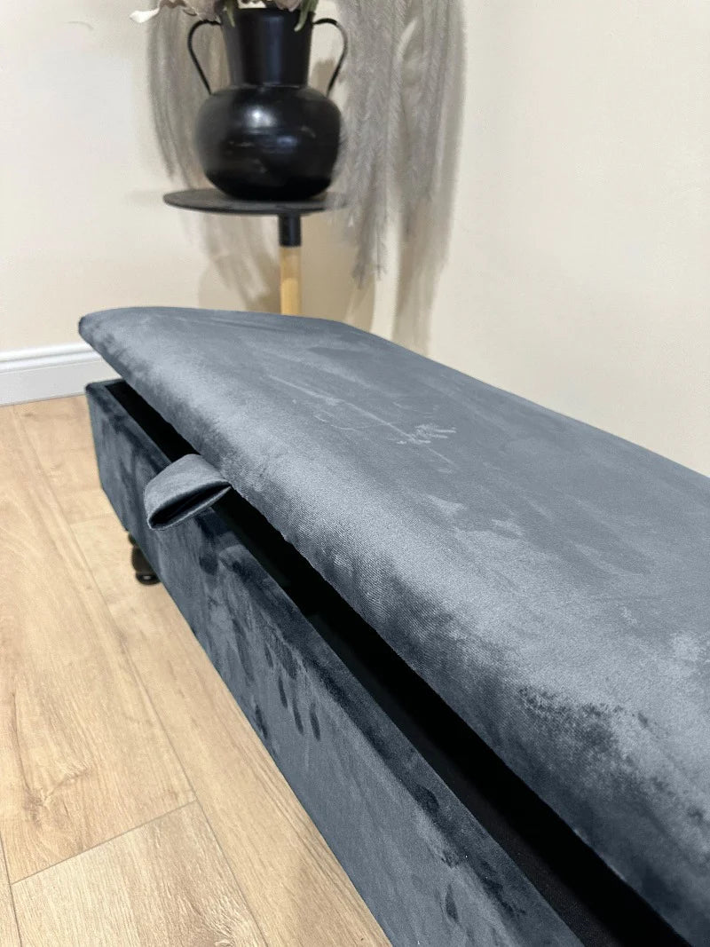 Dark Grey Plain Coffee Table Ottoman Storage Bench | Dark Grey Coffee Table Pouffe - ISTOOLS